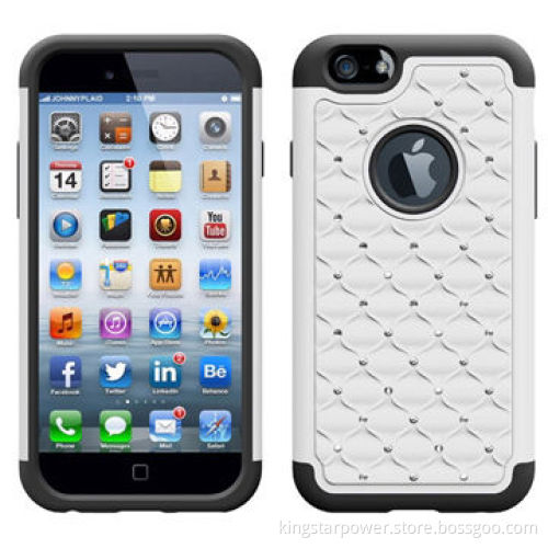 Shiny Diamond Bling Mobile Phone Case for iPhone 6, Rhinestone studded, PC + Silicone